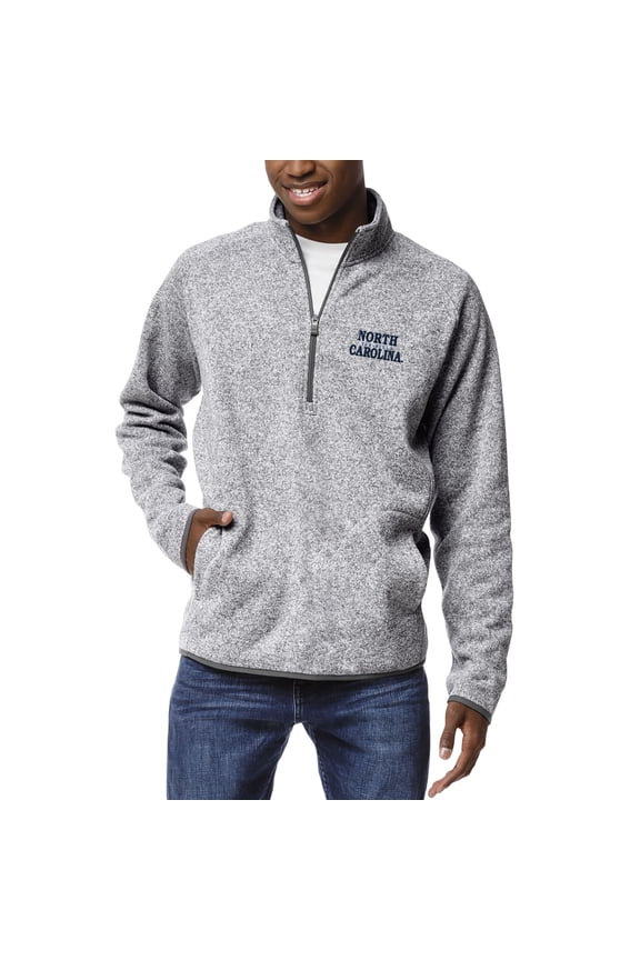 Men's League Collegiate Wear Heathered Gray North Carolina Tar Heels Saranac Quarter-Zip Pullover Jacket