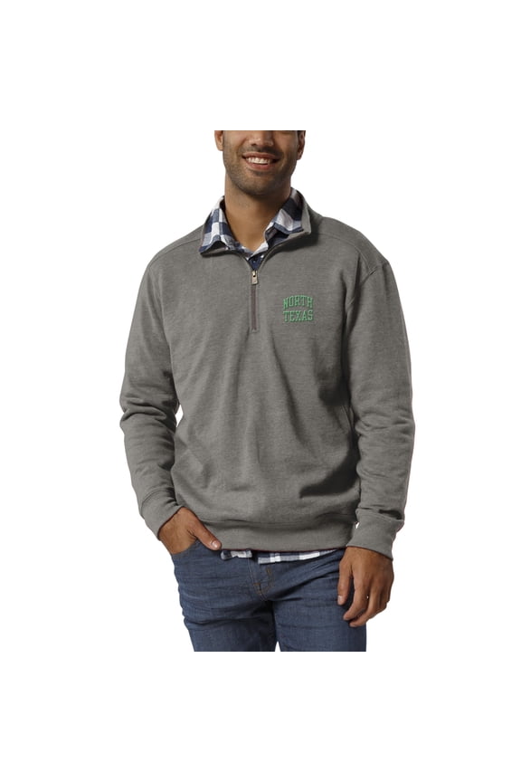 Men's League Collegiate Wear Heathered Gray North Texas Mean Green Heritage Quarter-Zip Pullover Jacket