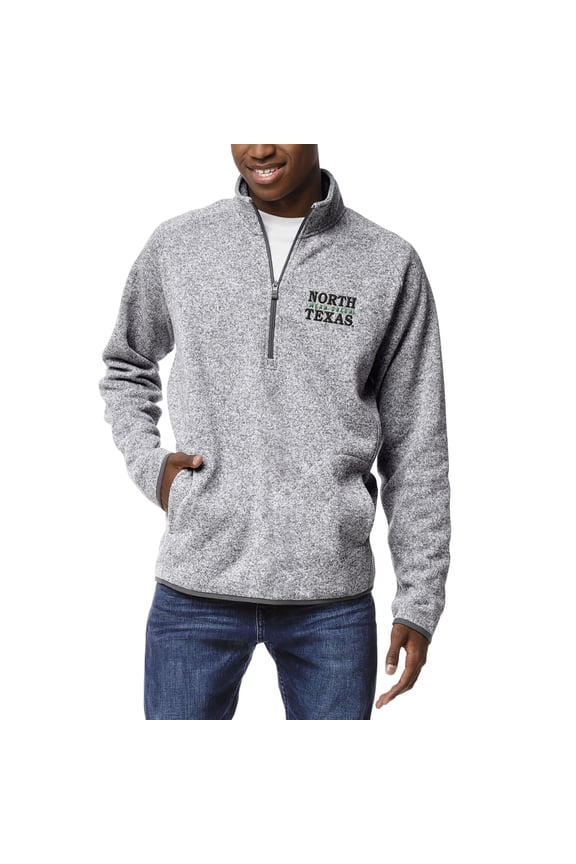 Men's League Collegiate Wear Heathered Gray North Texas Mean Green Saranac Quarter-Zip Pullover Jacket