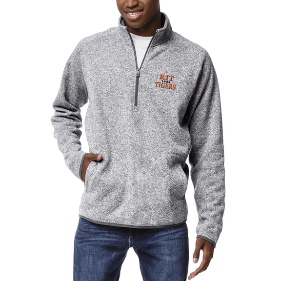 Men's League Collegiate Wear Heathered Gray Rochester Institute of Technology Tigers Saranac Quarter-Zip Pullover Jacket