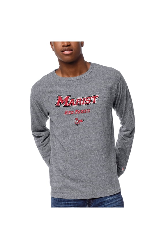 Men's League Collegiate Wear Heather Gray Marist Red Foxes Victory Falls Long Sleeve Tri-Blend T-Shirt