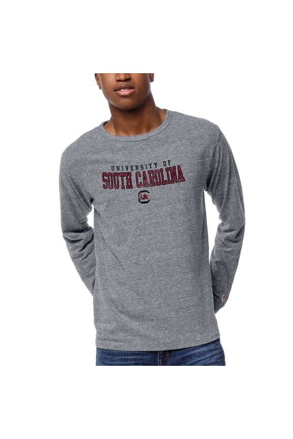 Men's League Collegiate Wear Heather Gray South Carolina Gamecocks Victory Falls Long Sleeve Tri-Blend T-Shirt