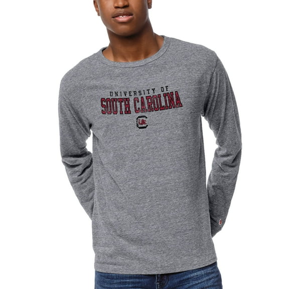 Men's League Collegiate Wear Heather Gray South Carolina Gamecocks Victory Falls Long Sleeve Tri-Blend T-Shirt