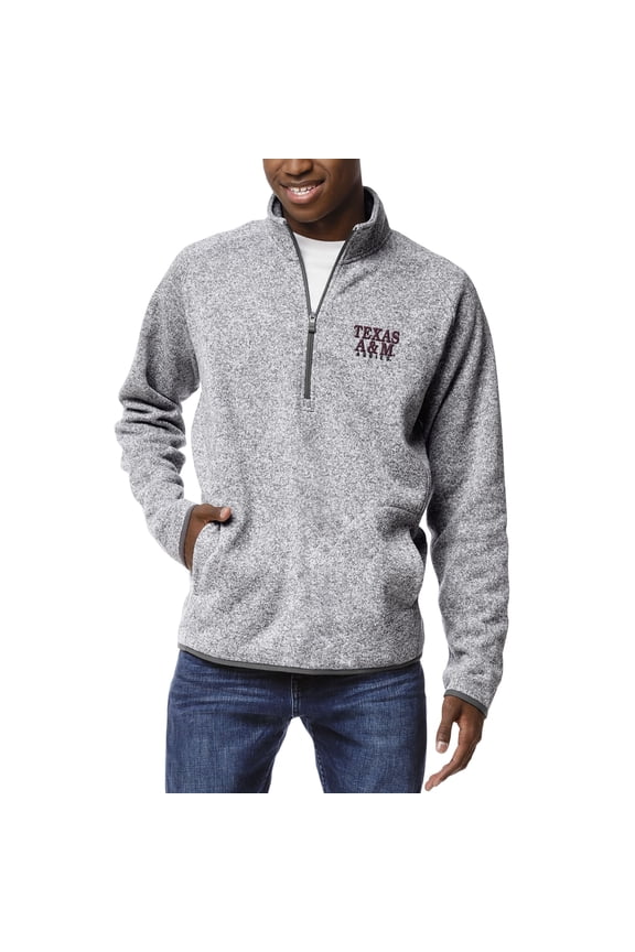 Men's League Collegiate Wear Heathered Gray Texas A&M Aggies Saranac Quarter-Zip Pullover Jacket