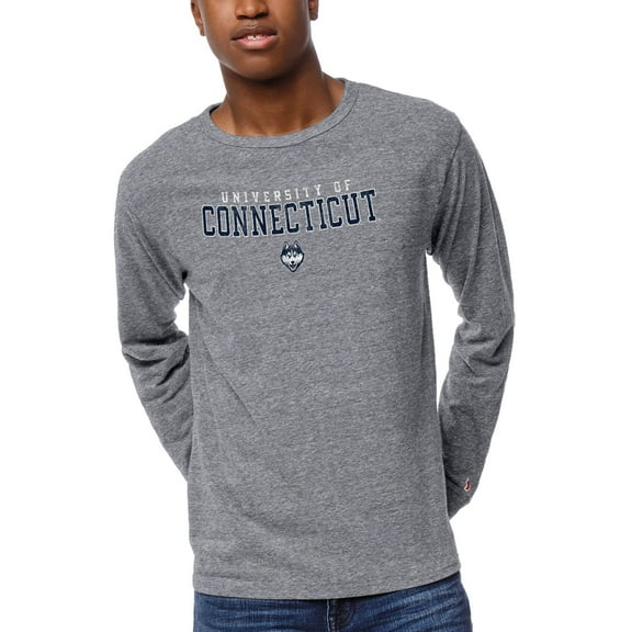 Men's League Collegiate Wear Heather Gray UConn Huskies Victory Falls Long Sleeve Tri-Blend T-Shirt
