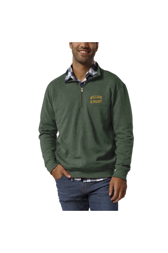 Men's League Collegiate Wear Heathered Green William & Mary Tribe Heritage Quarter-Zip Pullover Jacket