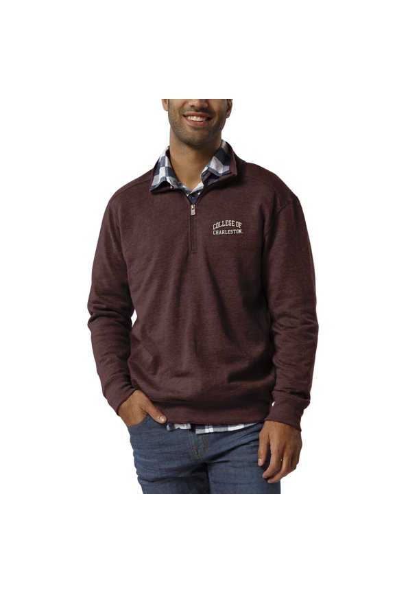 Men's League Collegiate Wear Heathered Maroon Charleston Cougars Heritage Quarter-Zip Pullover Jacket