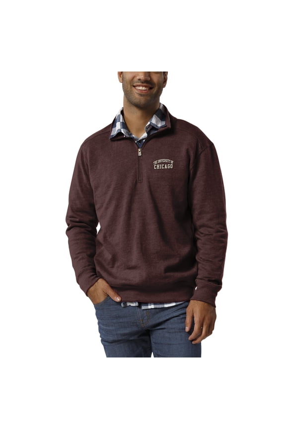 Men's League Collegiate Wear Heathered Maroon Chicago Maroons Heritage Quarter-Zip Pullover Jacket