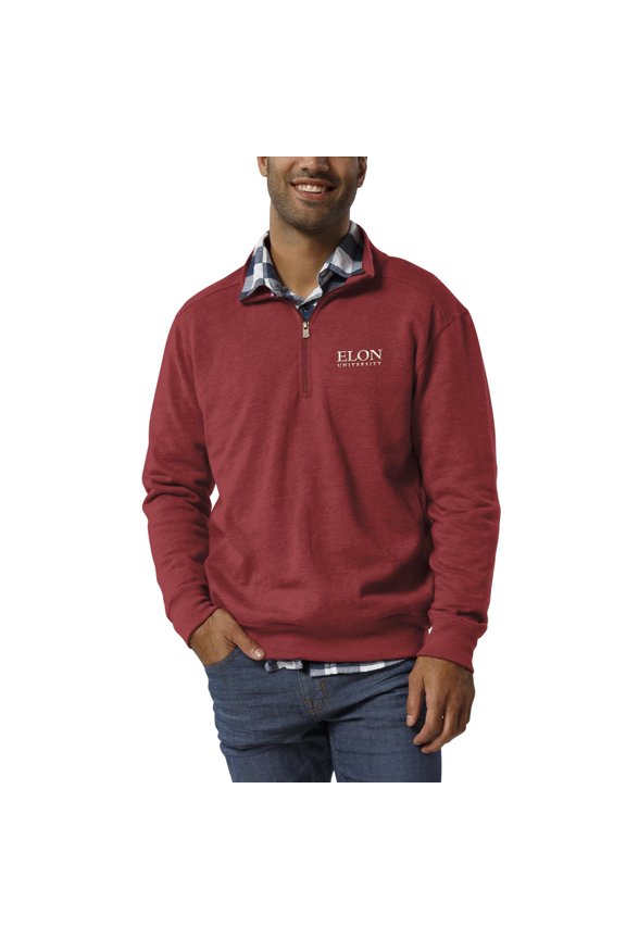 Men's League Collegiate Wear Heathered Maroon Elon Phoenix Heritage Quarter-Zip Pullover Jacket