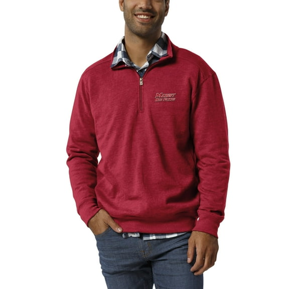 Men's League Collegiate Wear Heathered Red Marist Red Foxes Heritage Quarter-Zip Pullover Jacket