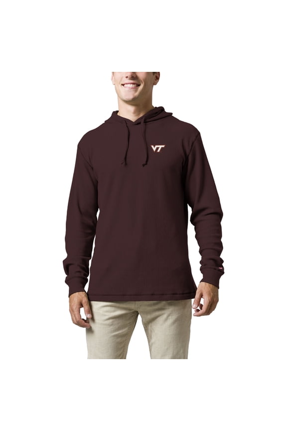 Men's League Collegiate Wear  Maroon Virginia Tech Hokies  Waffle Knit Pullover Hoodie