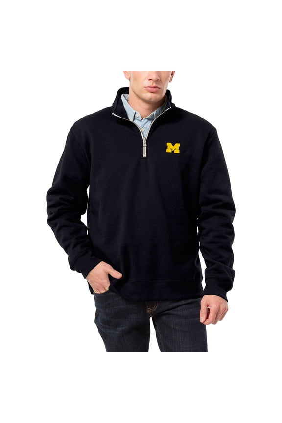Men's League Collegiate Wear Navy Michigan Wolverines Essentials 2.0 Fleece Quarter-Zip Jacket
