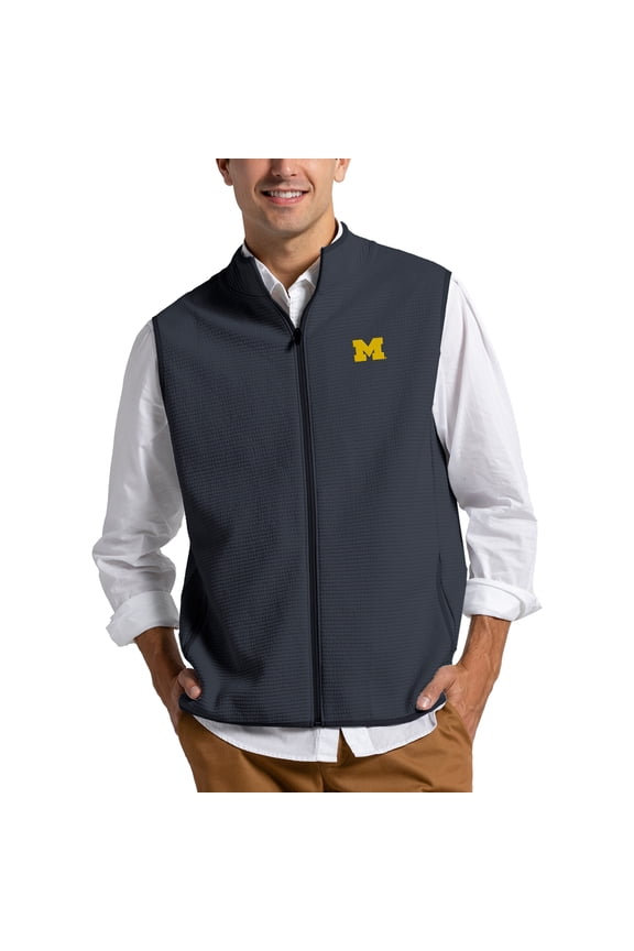 Men's League Collegiate Wear Navy Michigan Wolverines Summit Full-Zip Vest