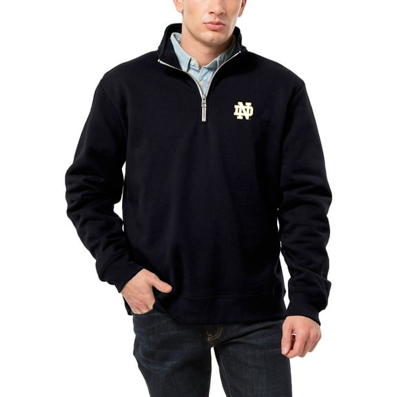 Men's League Collegiate Wear Navy Notre Dame Fighting Irish Essentials 2.0 Fleece Quarter-Zip Jacket