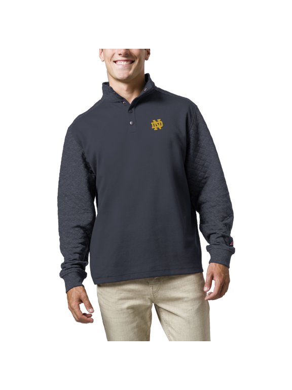 Men's League Collegiate Wear Navy Notre Dame Fighting Irish Fleece Quarter Snap Up Pullover Sweatshirt