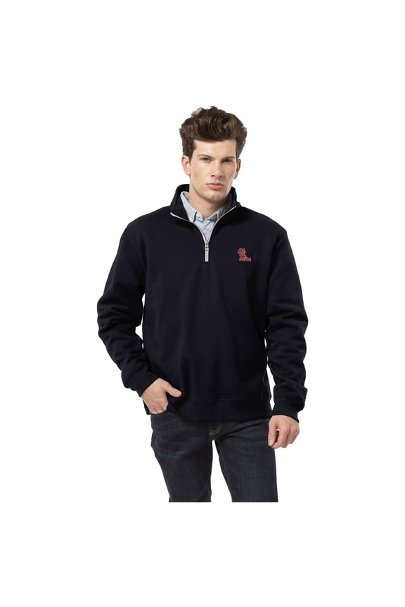 Men's League Collegiate Wear  Navy Ole Miss Rebels Essentials Fleece 2.0 Quarter-Zip Jacket