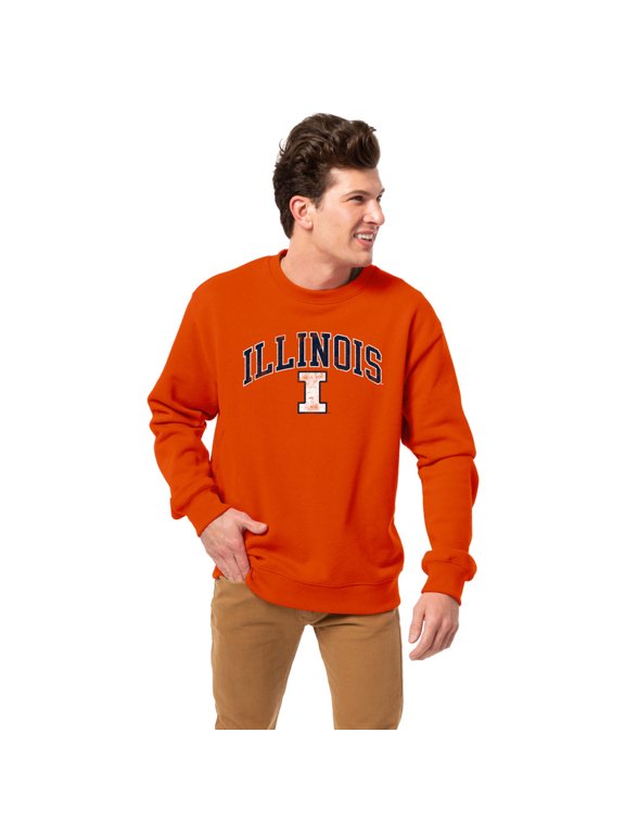 Men's League Collegiate Wear Orange Illinois Fighting Illini Essentials 2.0 Fleece Pullover Sweatshirt