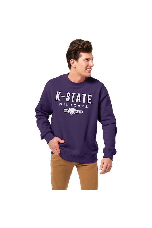 Men's-League Collegiate Wear Purple Kansas State Wildcats Essentials 2.0 Pullover Sweatshirt