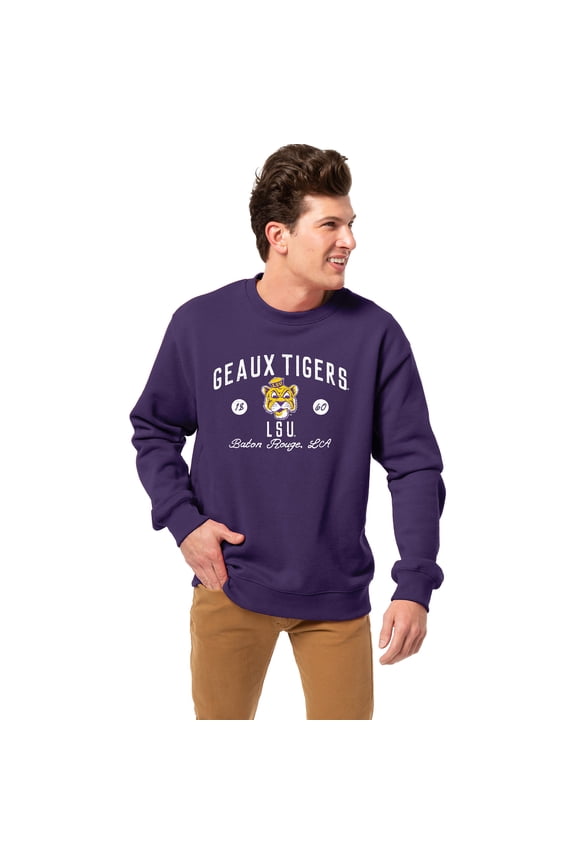 Men's League Collegiate Wear Purple LSU Tigers Essentials 2.0 Fleece Pullover Sweatshirt