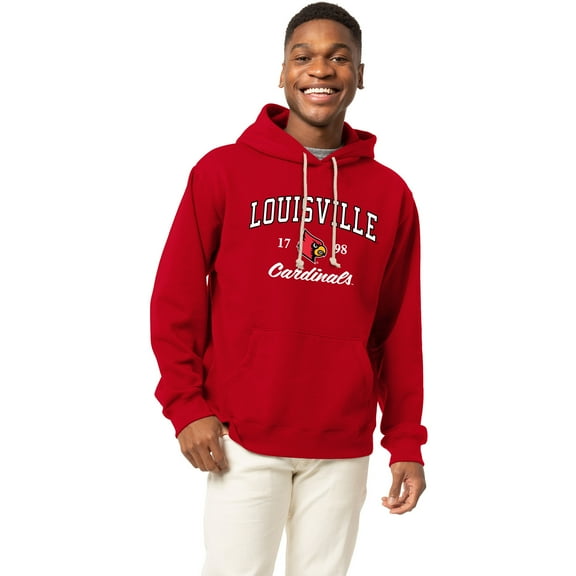 Men's-League Collegiate Wear  Red Louisville Cardinals Essentials 2.0 Fleece Pullover Hoodie