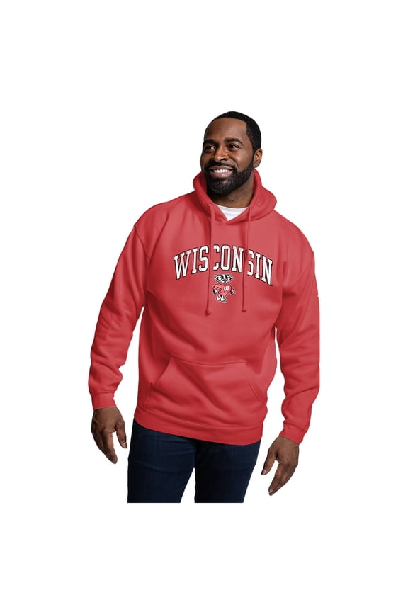 Men's League Collegiate Wear Red Wisconsin Badgers Essentials 2.0 Fleece Pullover Hoodie