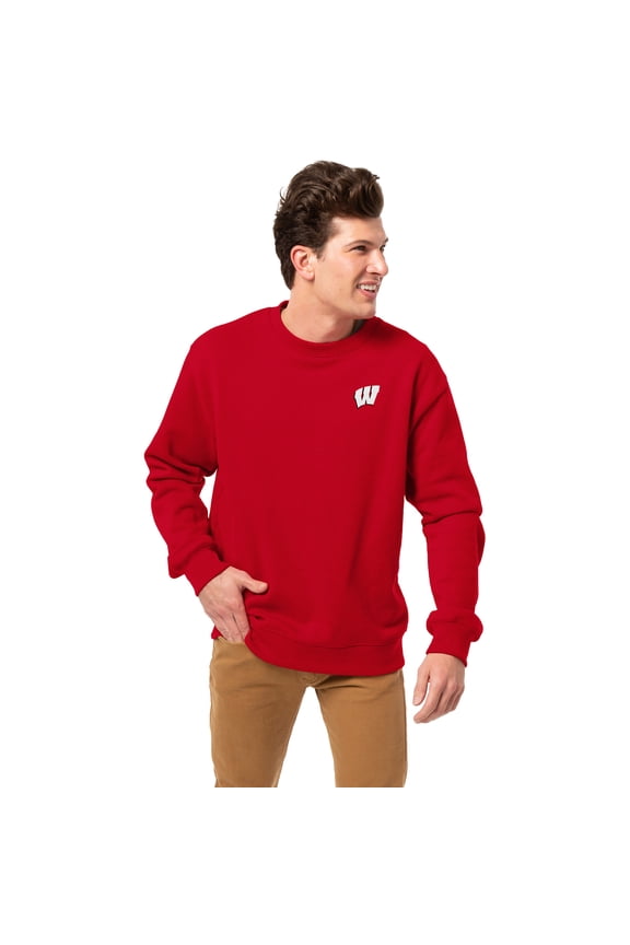 Men's League Collegiate Wear Red Wisconsin Badgers Essentials 2.0 Fleece Pullover Sweatshirt