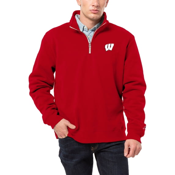 Men's League Collegiate Wear Red Wisconsin Badgers Essentials 2.0 Fleece Quarter-Zip Jacket