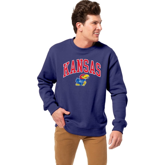Men's League Collegiate Wear Royal Kansas Jayhawks Essentials 2.0 Fleece Pullover Sweatshirt