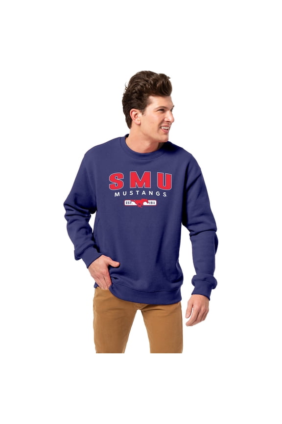 Men's League Collegiate Wear Royal SMU Mustangs Essentials 2.0 Fleece Pullover Sweatshirt