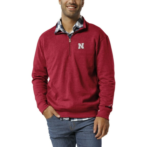Men's League Collegiate Wear Scarlet Nebraska Huskers Heritage Tri-Blend Quarter-Zip Pullover Sweatshirt