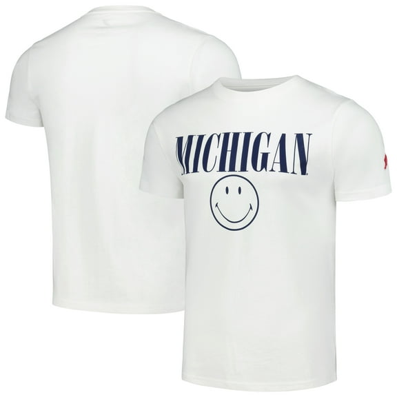 Men's League Collegiate Wear White Michigan Wolverines Smiley All American T-Shirt