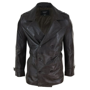 Men's Leather 3/4 Double Breasted Coat | Infinity