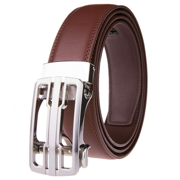 Men's Leather Automatic Buckle Ratchet Dress Belt