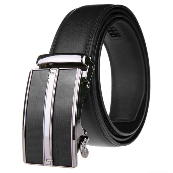 Men's Leather Automatic Buckle Ratchet Dress Belt