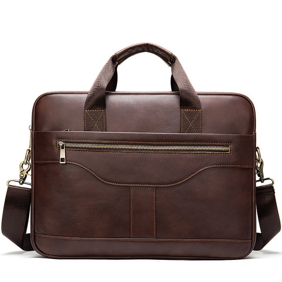 Men's Leather Bag 15.6 Inch Laptop Bag Men's Briefcases Genuine Leather Office Business Bags for Document Totes Work Bags Handbag for Men