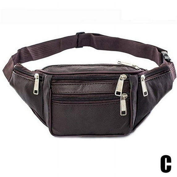 Men's Leather Belt Head Layer Cowhide Multi-functional Running Bag Outdoor Leisure Shoulder U3T9