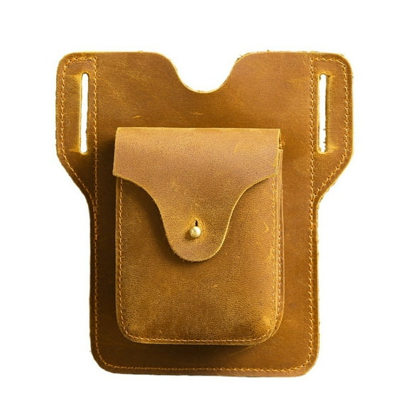 Men's Leather Belt Pouch EDC Tool Holster – Vintage Genuine Leather Phone Holder Fits up to 6.5" Smartphones, Multi-Purpose Outdoor Carry Case