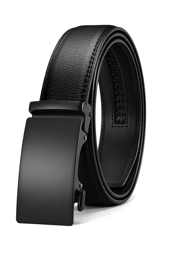 Men's Leather Belt Ratchet Belt with Adjustable Buckle, Trim to Fit, Black Business Dress Belt Golf Belts for Men with Gift Box Black