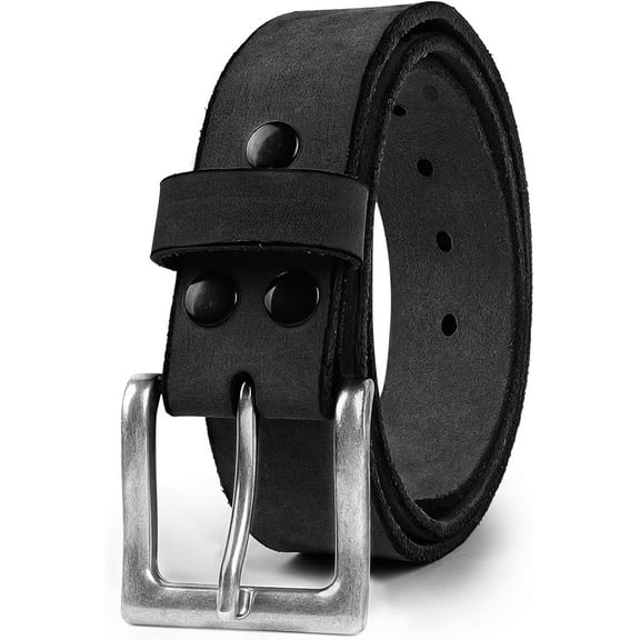 Men's Leather Belts With Buckle, Full Grain Buckle Belts For Daily Life, Vintage Distressed Style Strap For Jeans And Dress Pants