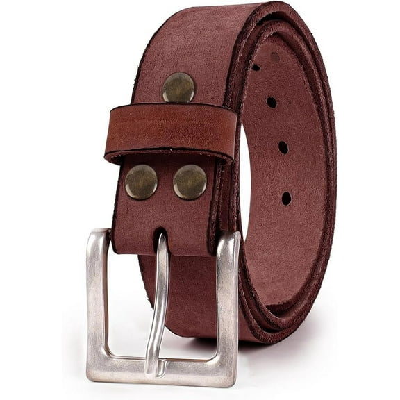 Men's Leather Belts With Buckle, Full Grain Buckle Belts For Daily Life, Vintage Distressed Style Strap For Jeans And Dress Pants