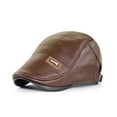 thumbnail image 1 of Men's Leather Beret, Adjustable Newsboy Hat in Premium Cowhide, Vintage Driving Cap for Men, Winter Windproof Casual Hat, Flat Cap for Daily Fashion and Outdoor Wear-Coffee, 1 of 8