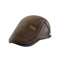 thumbnail image 1 of Men's Leather Beret Hat, Adjustable Vintage Newsboy Style Flat Cap for Driving and Casual Retro Fashion, Soft and Classic Design for Everyday Wear Brown, 1 of 9