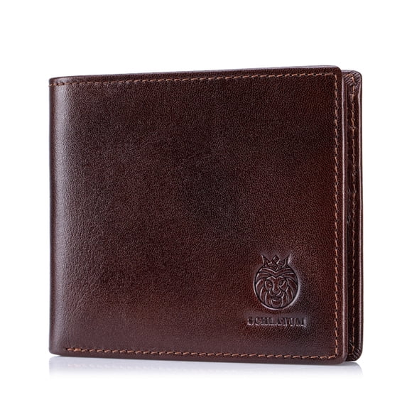 SCHLATUM Men's RFID Blocking Leather Wallet, 9 Card Slots & 2 ID Windows, Bifold Purse with Large Capacity