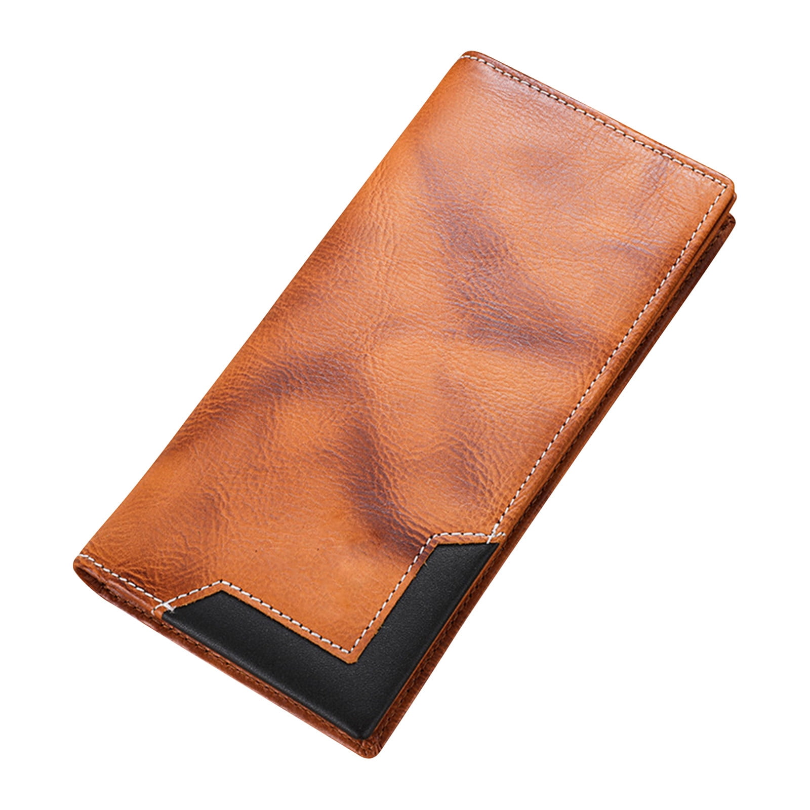 HOOSHU Men's Orange Minimalist Leather Bifold Wallet | RFID Blocking, 12 Card Slots, ID Window, Slim & Stylish Gift Box Included