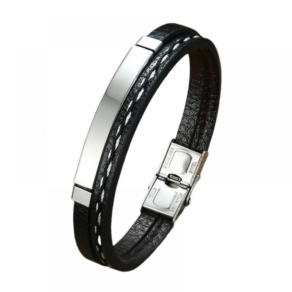 Men's Leather Bracelet Clasp Multi-Layer Braided Leather Men's