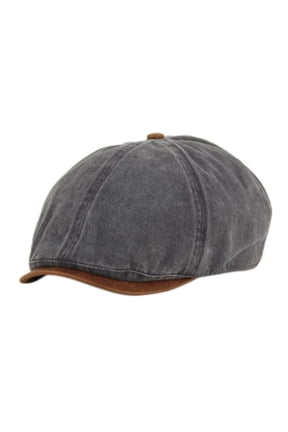 Men's Leather Brim Cotton Duckbill Ivy Newsboy Cap Gatsby Hat Cabbie Cap
