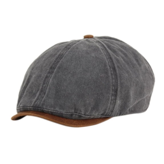 Men's Leather Brim Cotton Duckbill Ivy Newsboy Cap Gatsby Hat Cabbie Cap