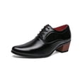 thumbnail image 1 of Men's Leather Business Oxfords Pointed Toe High-Heel Classic Derby Formal Dress Shoes Wedding Driving Oxfords Black 9.5 US, 1 of 7