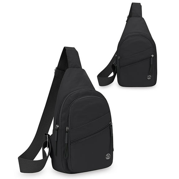 Men's Leather Chest Bag - Water-Resistant Crossbody Pack Adjustable Strap Travel Essentials Organizer Outdoor Gear Hands-Free Carry Unisex(Black)