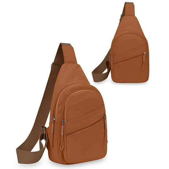 Men's Leather Chest Bag - Water-Resistant Crossbody Pack Adjustable Strap Travel Essentials Organizer Outdoor Gear Hands-Free Carry Unisex(Orange)